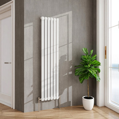AVER-GROWTH White Radiator Vertical Oval Column Single Panel Rad 1600x354mm