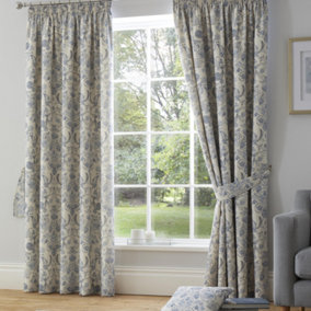 Averie Pair of Pencil Pleat Curtains With Tie-Backs