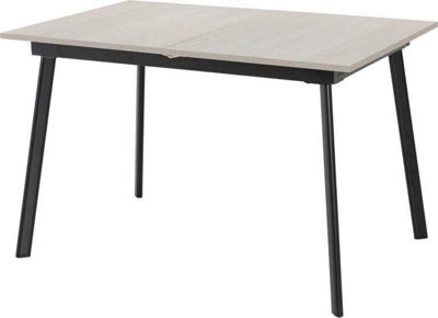 Avery Extending Dining Table in Concrete Grey Oak Effect and Black Metal Frame