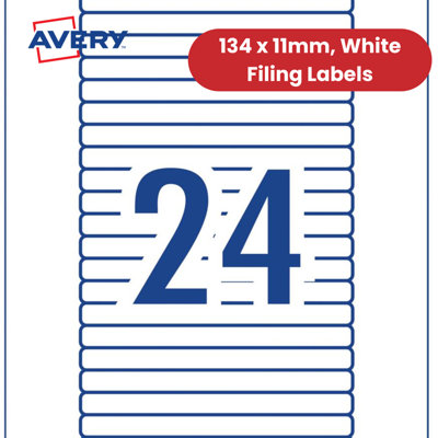 Avery L7170-25 (134 x 11mm) Filing Labels White (Pack of 600 Labels)