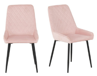 Avery LUXE Baby Pink Velvet Dining Chair x2 Velvet Fabric Priced per Pair