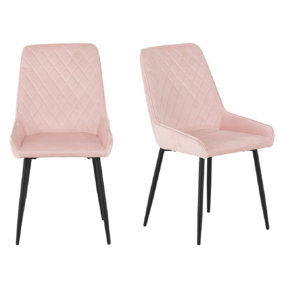 Avery LUXE Baby Pink Velvet Dining Chair x2 Velvet Fabric Priced per Pair