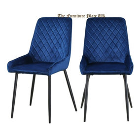 Avery LUXE Blue Velvet Dining Chair x2 Velvet Fabric Priced per Pair