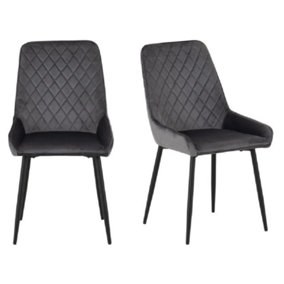 Avery LUXE Grey Velvet Dining Chair x2 Velvet Fabric Priced per Pair