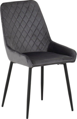 Avery LUXE Grey Velvet Dining Chair x2 Velvet Fabric Priced per Pair