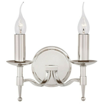 Avery Luxury Twin Wall Light Bright Nickel Traditional Candelabra Lamp