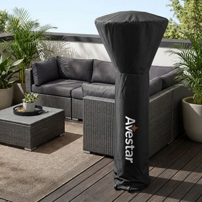 Avestar High-Density Oxford Fabric Outdoor Round Heater Cover with Zipper, Water-Resistant, UV-Resistant, Black