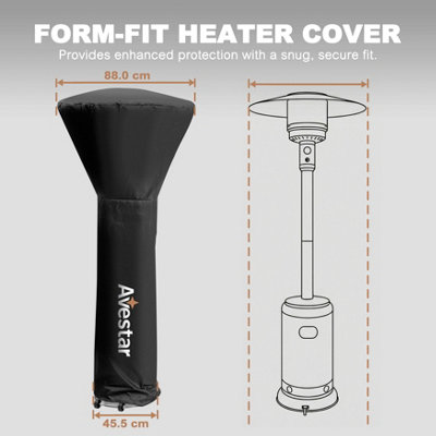Avestar High-Density Oxford Fabric Outdoor Round Heater Cover with Zipper, Water-Resistant, UV-Resistant, Black