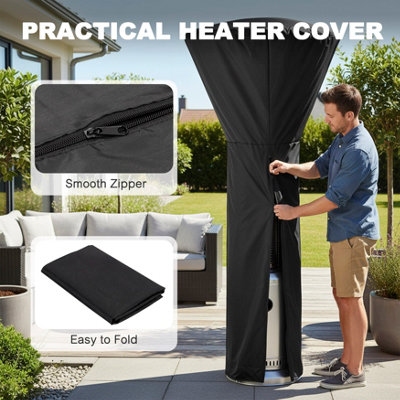 Avestar High-Density Oxford Fabric Outdoor Round Heater Cover with Zipper, Water-Resistant, UV-Resistant, Black