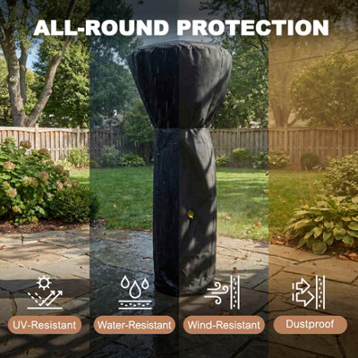 Avestar High-Density Oxford Fabric Outdoor Round Heater Cover with Zipper, Water-Resistant, UV-Resistant, Black