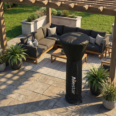 Avestar High-Density Oxford Fabric Outdoor Round Heater Cover with Zipper, Water-Resistant, UV-Resistant, Black