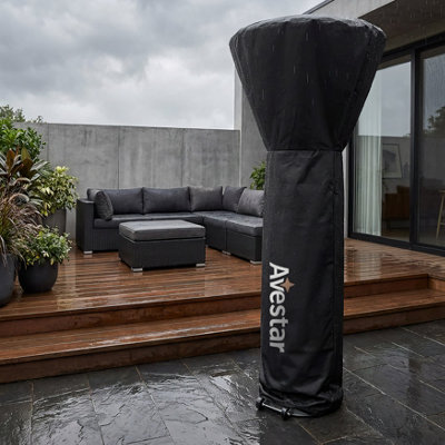 Avestar High-Density Oxford Fabric Outdoor Round Heater Cover with Zipper, Water-Resistant, UV-Resistant, Black