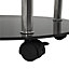 AVF 2-Tier Round Table with Locking Wheels (Black Glass & Chrome)