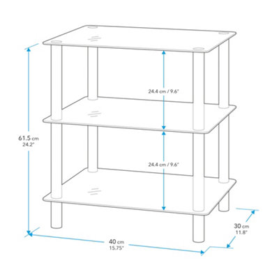 AVF 3-Tier Corner Shelving Unit - Black Glass & Chrome