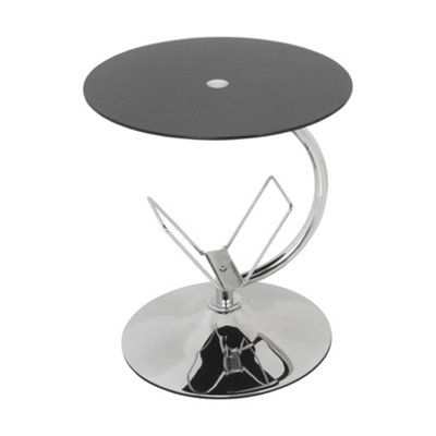 AVF 45cm x 45cm Side Table with Magazine Rack - Black Glass & Chrome