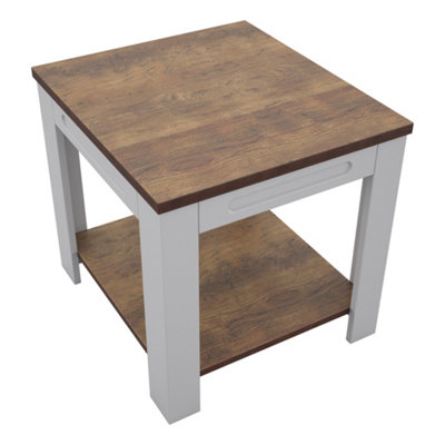 AVF 50cm x 45cm Whitesands Side Table (Satin Grey & Wood)
