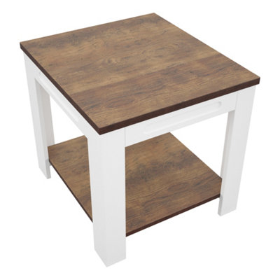 AVF 50cm x 45cm Whitesands Side Table (Satin White & Wood)