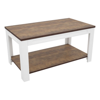AVF 90cm x 50cm Whitesands Coffee Table - Satin White & Wood