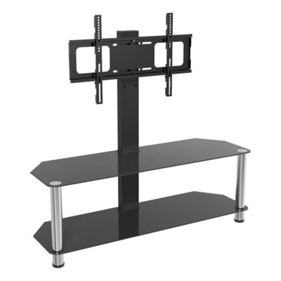 AVF Black Glass 1.14m TV stand with TV Mounting Column