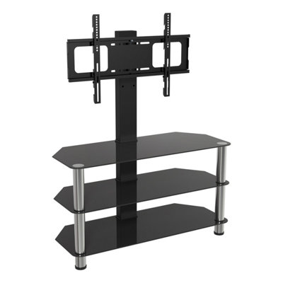 AVF Black Glass 90cm TV stand with TV Mounting Column, for TVs 32-60 ...