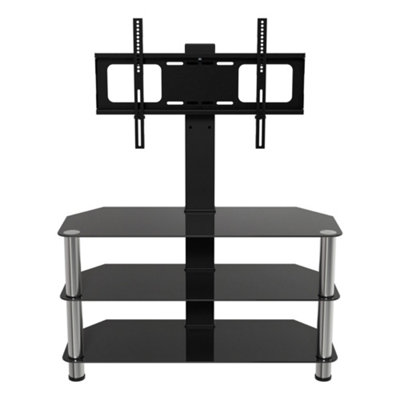 AVF Black Glass 90cm TV stand with TV Mounting Column, for TVs 32-60 ...