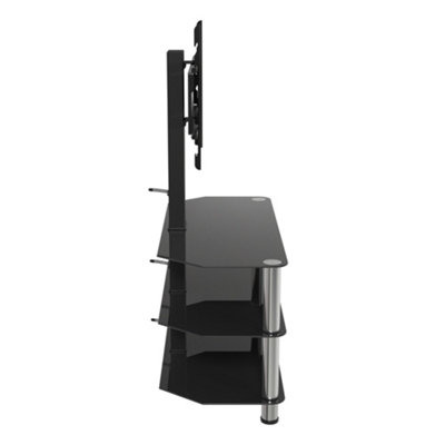 AVF Black Glass 90cm TV stand with TV Mounting Column, for TVs 32-60 ...