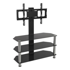 AVF Black Glass 90cm TV stand with TV Mounting Column