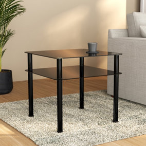 AVF Black Glass and Black Leg Side Table