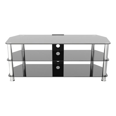 AVF Black Glass and Chrome 1.25m TV Stand with Cable Management