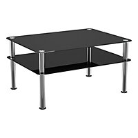 AVF Black Glass and Polished Leg Coffee Table - 80 x 60cm