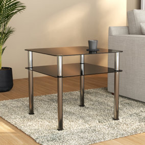 AVF Black Glass and Polished Leg Side Table