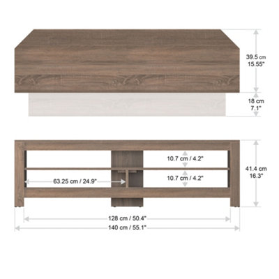 AVF CAS140GO Calibre Sound 1400 Corner TV Stand with Pull Out Soundbar Shelf - Rustic Oak