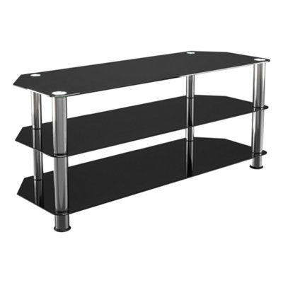 AVF Classic 1.14m Glass Corner TV Stand, for TVs up to 55" - Black & Chrome