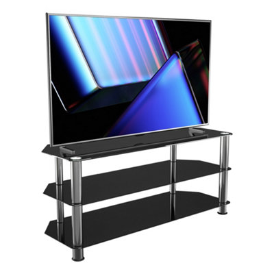 AVF Classic 1.14m Glass Corner TV Stand, for TVs up to 55" - Black & Chrome