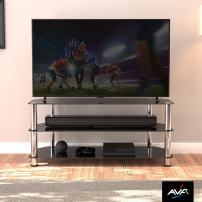 AVF Classic 1.14m Glass Corner TV Stand, for TVs up to 55" - Black & Chrome
