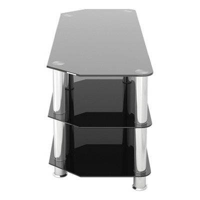 AVF Classic 1.14m Glass Corner TV Stand, for TVs up to 55" - Black & Chrome
