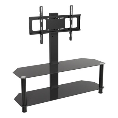 AVF Classic 1.14m Glass Corner TV Stand with Mount for TVs 32-65" - Black