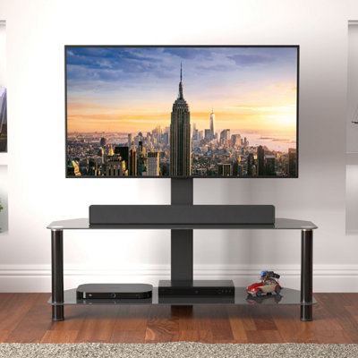 AVF Classic 1.14m Glass Corner TV Stand with Mount for TVs 32-65" - Black