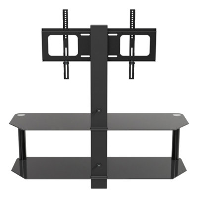 AVF Classic 1.14m Glass Corner TV Stand with Mount for TVs 32-65" - Black