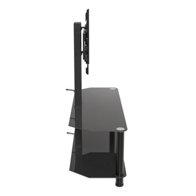 AVF Classic 1.14m Glass Corner TV Stand with Mount for TVs 32-65" - Black