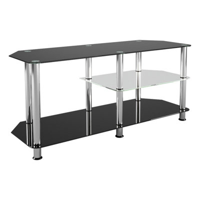 AVF Classic 1.14m Glass Corner TV Stand with Vertical Storage for TVs ...