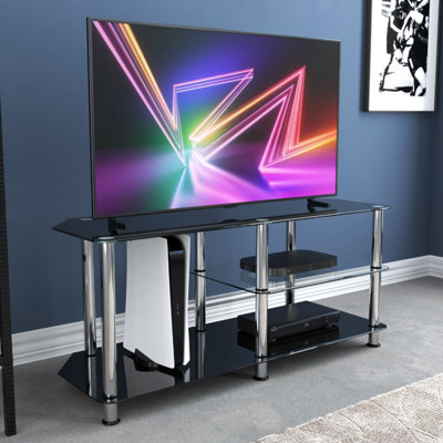 AVF Classic 1.14m Glass Corner TV Stand with Vertical Storage for TVs ...