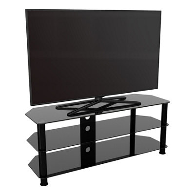 AVF Classic 1.25m Glass Corner TV Stand with Cable Management for TVs ...