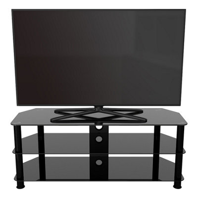 AVF Classic 1.25m Glass Corner TV Stand with Cable Management for TVs ...
