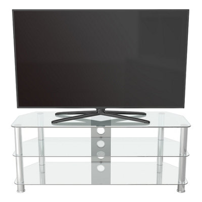 AVF Classic 1.25m Glass Corner TV Stand with Cable Management for TVs ...