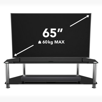 AVF Classic 1.4m Glass Corner TV Stand for TVs up to 65" - Black & Chrome