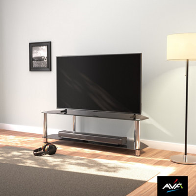 AVF Classic 1.4m Glass Corner TV Stand for TVs up to 65" - Black & Chrome