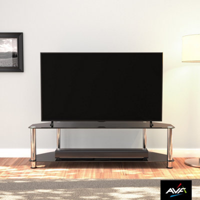 AVF Classic 1.4m Glass Corner TV Stand for TVs up to 65" - Black & Chrome
