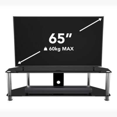 AVF Classic 1.4m Glass Corner TV Stand with Cable Management for TVs up ...