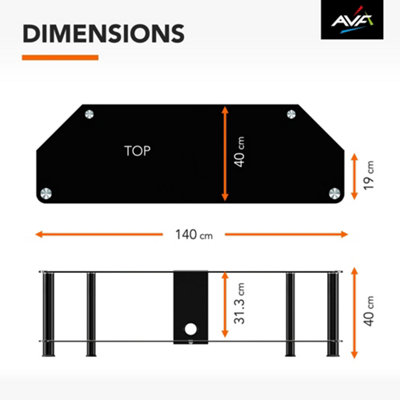 AVF Classic 1.4m Glass Corner TV Stand with Cable Management for TVs up ...